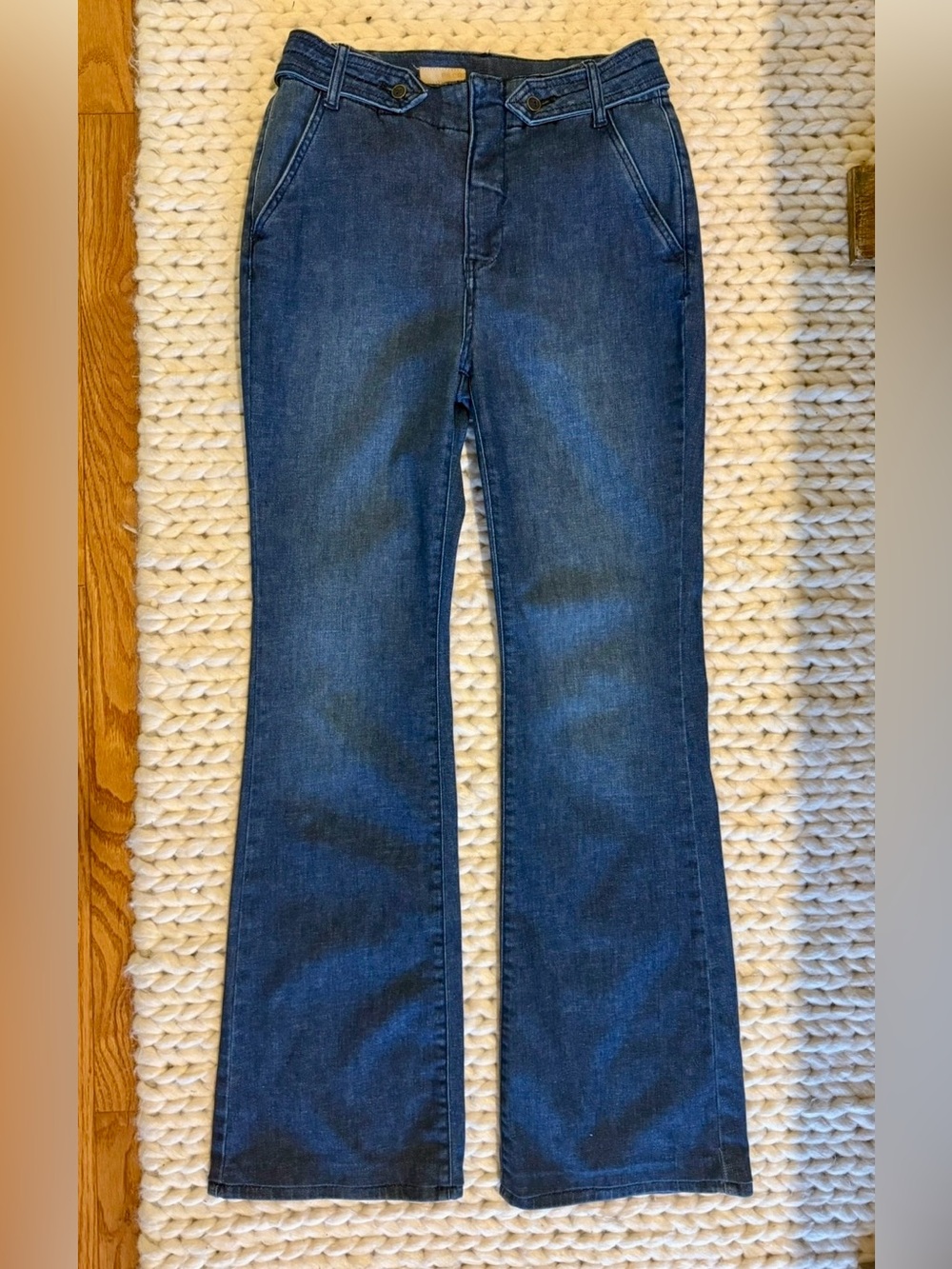 Pilcro by Anthropologie High Rise Dark Wash Slight Flare Jeans Size 29